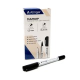 Маркер перманентный ALINGAR, двухсторонний, 0,4 мм/1мм, игольчатый/пулевидный, черный (AL5537)