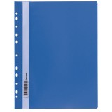 Скоросшиватель пластиковый BRAUBERG, А4, 140/180 мкм, синий, с перфорацией  (226583)