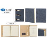 Блокнот BASIR 100л.17х23см, клетка, кольцевой механизм, кожзам. синий (MC-6928-1)