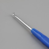 Крючок для вязания, сталь, пластиковая ручки, 13,5см, d2,5мм, синий (АУ 744673)