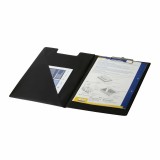Папка-планшет ОФИСМАГ, А4 (340х240 мм), с прижимом и крышкой, картон/ПВХ, черная (225982)