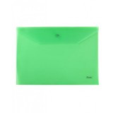 Папка-конверт на кнопке А4 ХАТБЕР, 180мкм, пластиковая, зеленая, (ШК за ед.) (AKk4_00004) (051426)