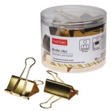 Зажимы для бумаг ХАТБЕР, металл, 51мм, в пласт. тубе, золотые (ЦЕНА ЗА 1 ШТ.) (059167)