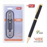 Ручка шариковая FLAIR VIBE 0,8 мм. черный, металл, стержень 118 мм, синяя, футляр (F-69377)