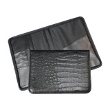 Папка КАНЦБУРГ, 2 кармана, кармашки под визитки и ручки, 250*350мм, искусств.кожа, черная (3Д02)