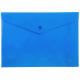 Папка-конверт на кнопке А4 ХАТБЕР, 180мкм, пластиковая, синяя (ЦЕНА ЗА 10 ШТ) (AKk4_00002) (040035)