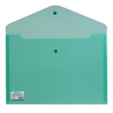 Папка-конверт A4 с кнопкой BRAUBERG, до 100 л., 180 мкм, прозрачная, зеленая (224810)