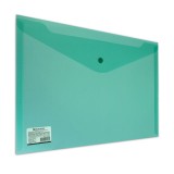 Папка-конверт A4 с кнопкой BRAUBERG, до 100 л., 180 мкм, прозрачная, зеленая (224810)