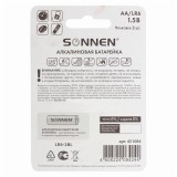 Батарейка SONNEN, LR06, 15А, АЛКАЛИНОВАЯ, 2шт., в блистере (451084)