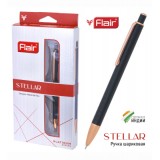 Ручка шариковая FLAIR STELLAR 0,7 мм. черный, металл, стержень 92 мм, синяя, футляр (F-69380)