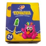 Точилка ЛУЧ, с ластиком и контейнером, пластиковая, ассорти (36С 2403-08)