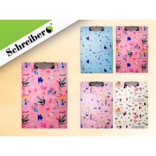 Клипборд (планшет) А4 SCHREIBER, 4 дизайна в ассортименте (S 8275)