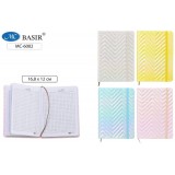 Блокнот-ежедневник BASIR 100л.16,8х12см, клетка, на резинке, офсет, обл. ПВХ ассор (МС-6002)