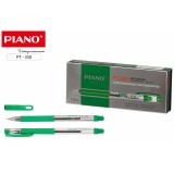 Ручка шариковая PIANO, 0,5 мм, пластик, прозрачный корпус, резин держатель, зеленый, (PT-350-12/зел)