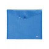 Папка-конверт на кнопке А5 ХАТБЕР, 180мкм, 243*210мм, пластиковая, синяя (ЦЕНА ЗА 10 ШТ) (010736)