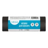 Пакеты для мусора 30л Vega ПНД, 48*55см, 5мкм, 20шт, черные, в рулоне (344023)