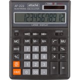 Калькулятор настоль.ПОЛНОРАЗМ ATTACHE AF-222, 12раз, дв.пит, 203x158мм, черный (1550713)