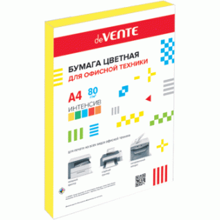 Бумага офисная цветная deVENTE A4 100л/пач 80 гр интенсив желтый (2072407)